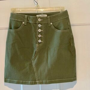 Love Tree, Army Green Mini Skirt with Button Detail
